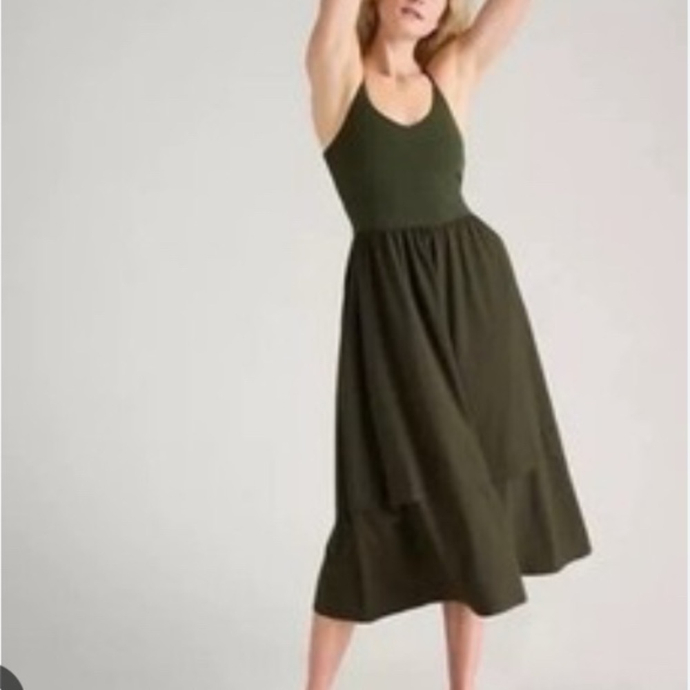 Athleta Olive Aspen Green Elation V-neck Dress Small Tall